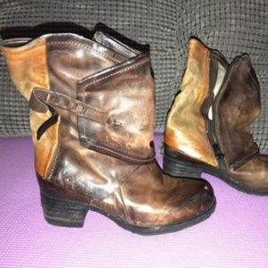 A.S. 98 Brown Distressed Leather Boots Booties 7
